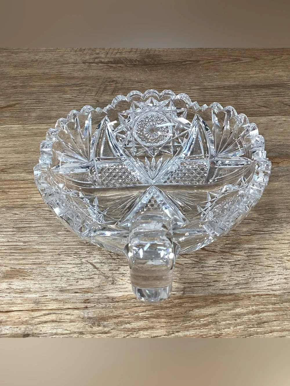 Vintage Brilliant Cut Crystal Nappy Dish with Cocktail Fork